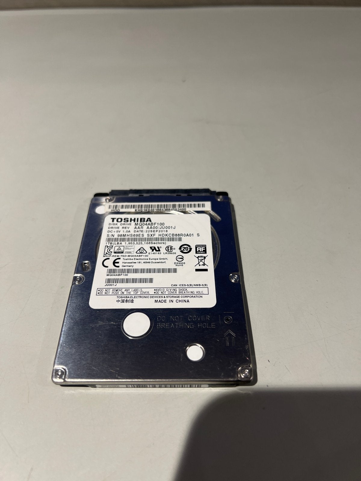 Toshiba MQ04ABF100 1TB 2.5" SATA HDD, Intern, N, Ophalen of Verzenden, N