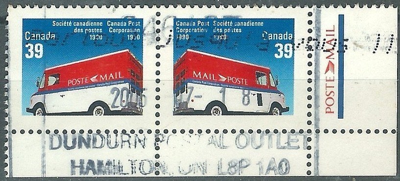 CANADA 1990 Canada Post, Michel: 1179-80 se-tenant, Gestempe, Verzenden, Gestempeld, Noord-Amerika