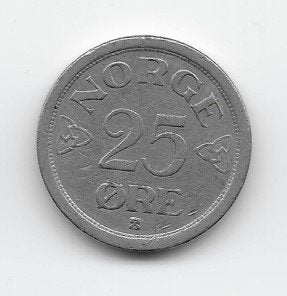 Noorwegen 25 øre 1954 KM# 401, Verzenden, Overige landen, Losse munt