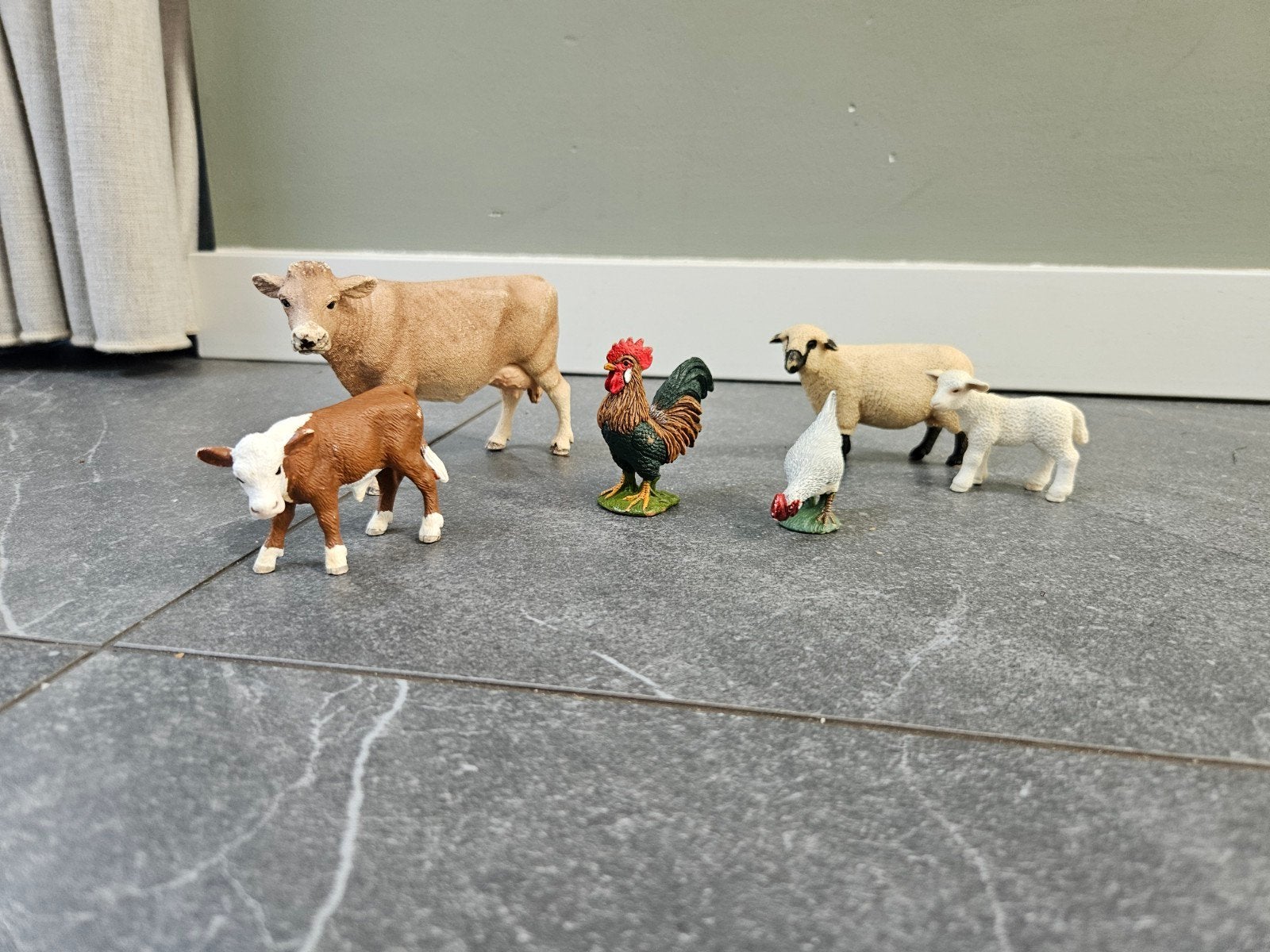 Boederijdieren scheich Koe, kalf, schaap, lam, haan,, Ophalen of Verzenden
