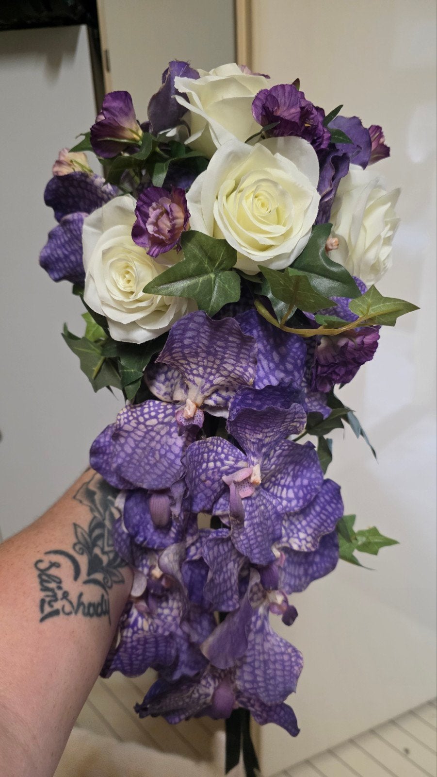 Trouwboeket zijden bloemen met corsage, Kleding | Dames, Ophalen of Verzenden, Zo goed als nieuw, Wit, Accessoires