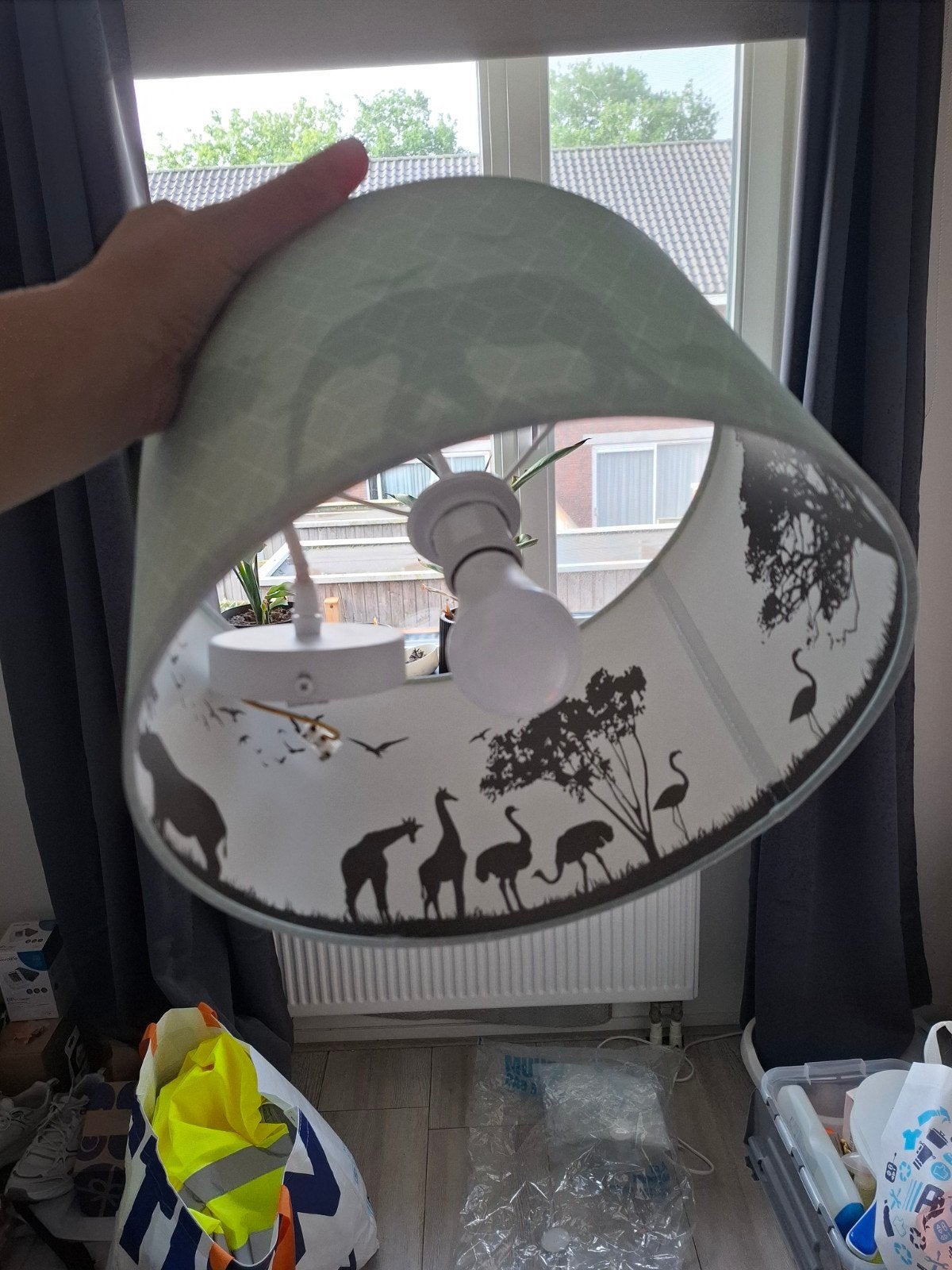 Mint dieren hanglamp Safari, Binnenzijde doorschijnend, Ophalen, Gebruikt, 25 tot 50 cm, Groen