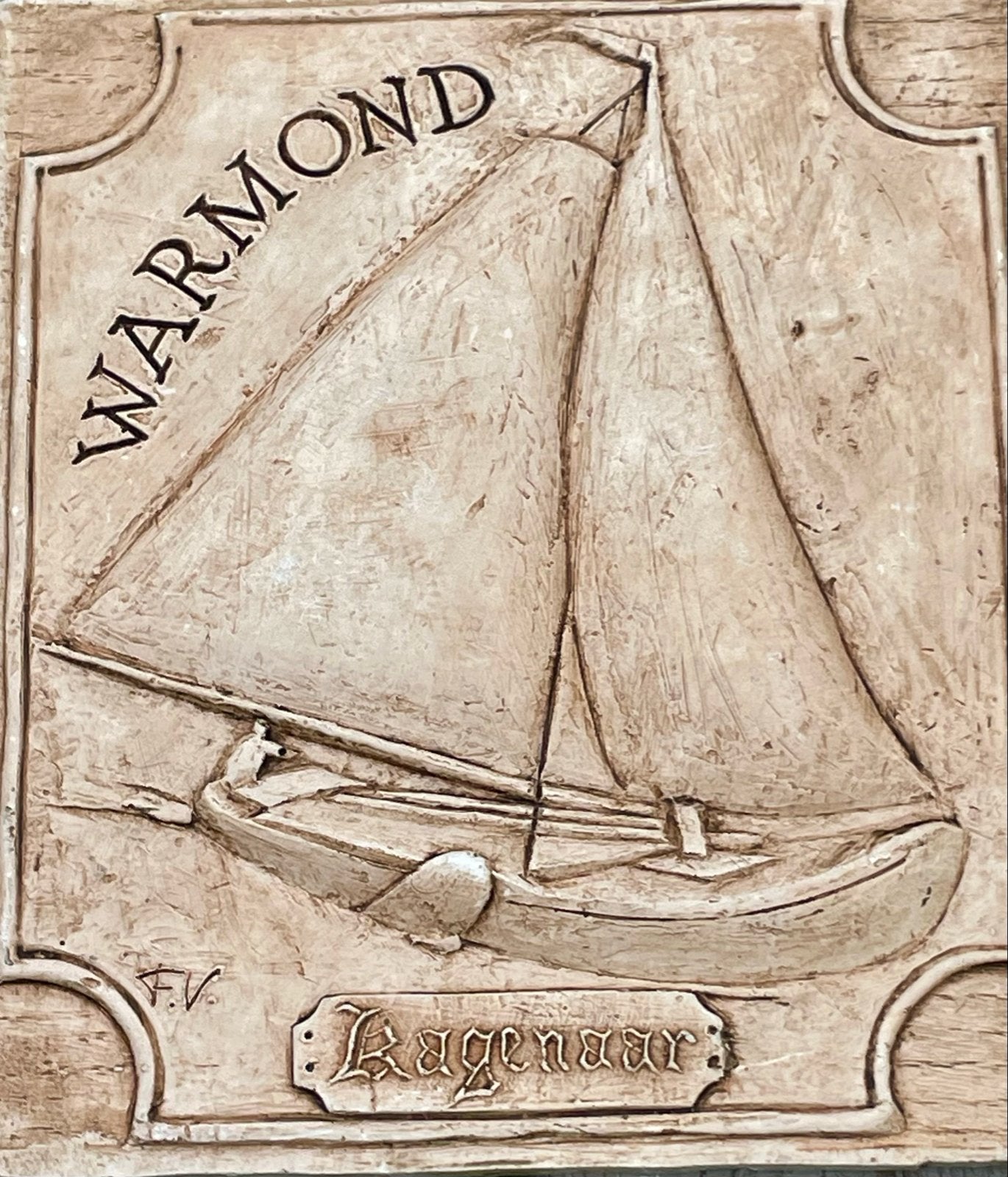 Uniek Warmond/Ragenaar zeilboot reliëf wanddecoratie, Ophalen of Verzenden