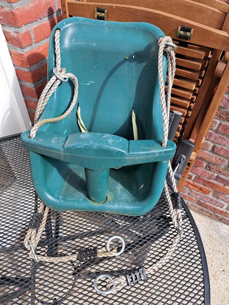 Groene peuterschommel met touwen, Kinderen en Baby's, Speelgoed | Buiten | Speeltoestellen, Gebruikt, Schommel, Ophalen