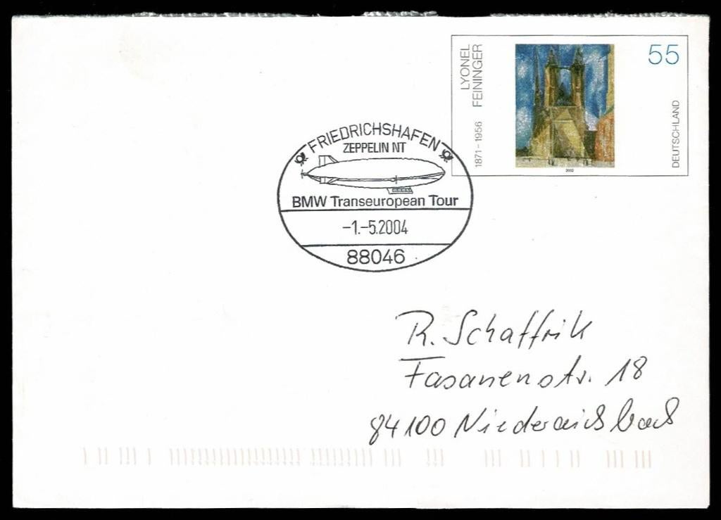 Zeppelin :  Zeppelin NT stempel BMW Transeuropean Tour  2004, Verzenden, Gebruikt, Kaart, Foto of Prent