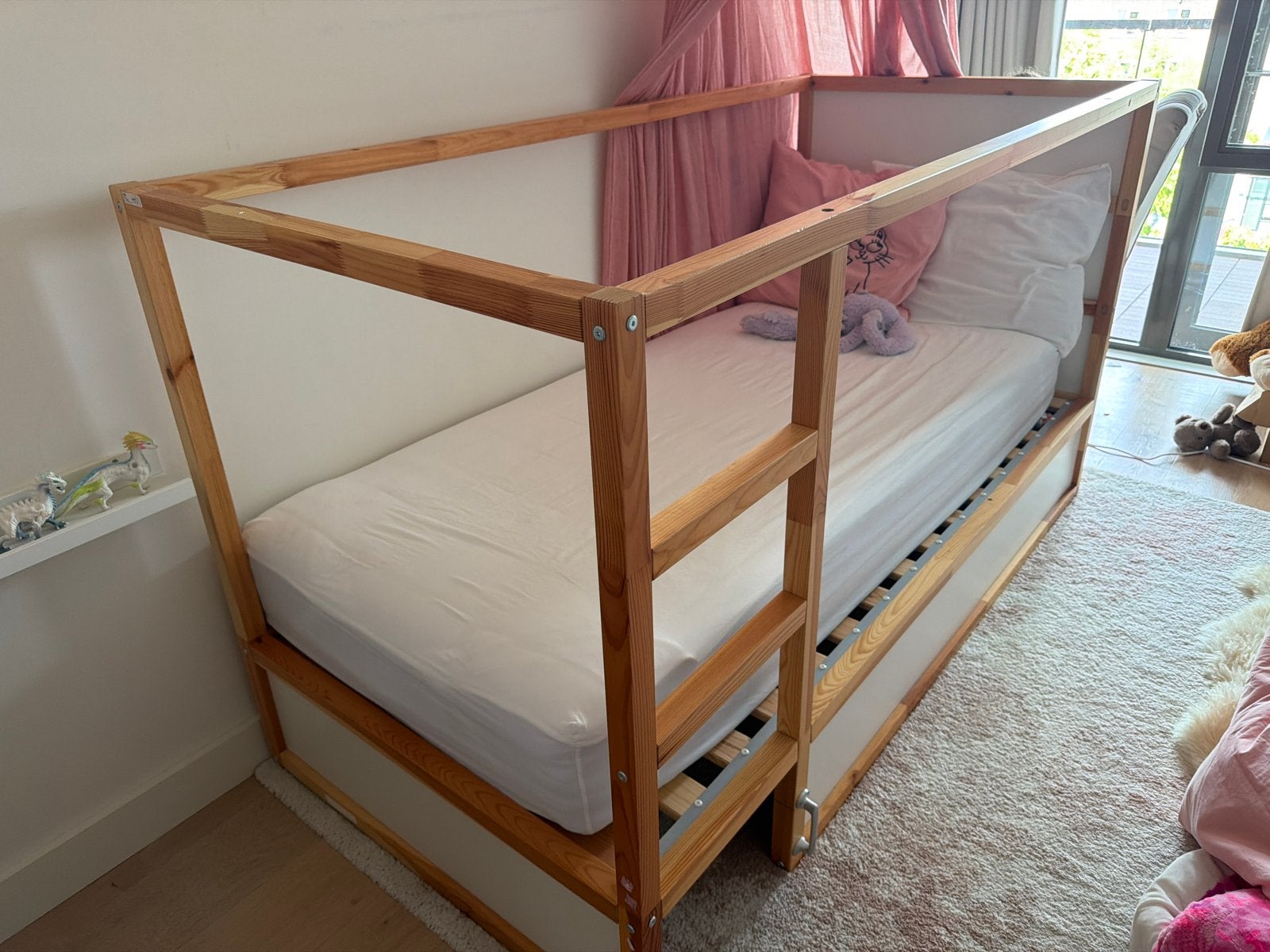 IKEA KURA omkeerbaar bed, wit/grenen, 90x200 cm, Ophalen, 85 tot 100 cm, Gebruikt, Hoogslaper of Stapelbed