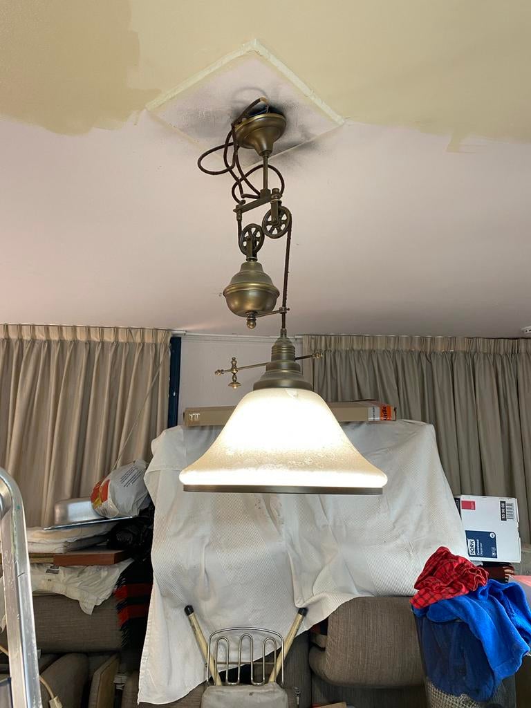 In hoogte verstelbare antieke lamp zie foto’s, Ophalen of Verzenden