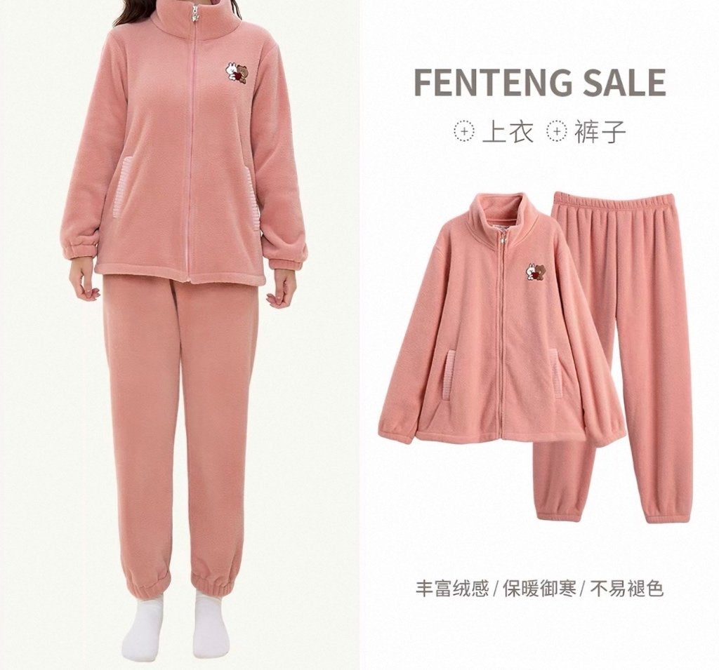 NIEUW Fleece Pyjama Set Roze met Leuke Berenprint Maat L, Kleding | Dames, Maat 38/40 (M), Nieuw, Ophalen of Verzenden, FENTENG