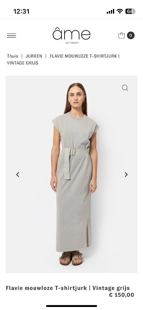 Ame Antwerp lange jurk met ceintuur - Maat XS, Ophalen of Verzenden, Zo goed als nieuw, Maat 34 (XS) of kleiner, Grijs