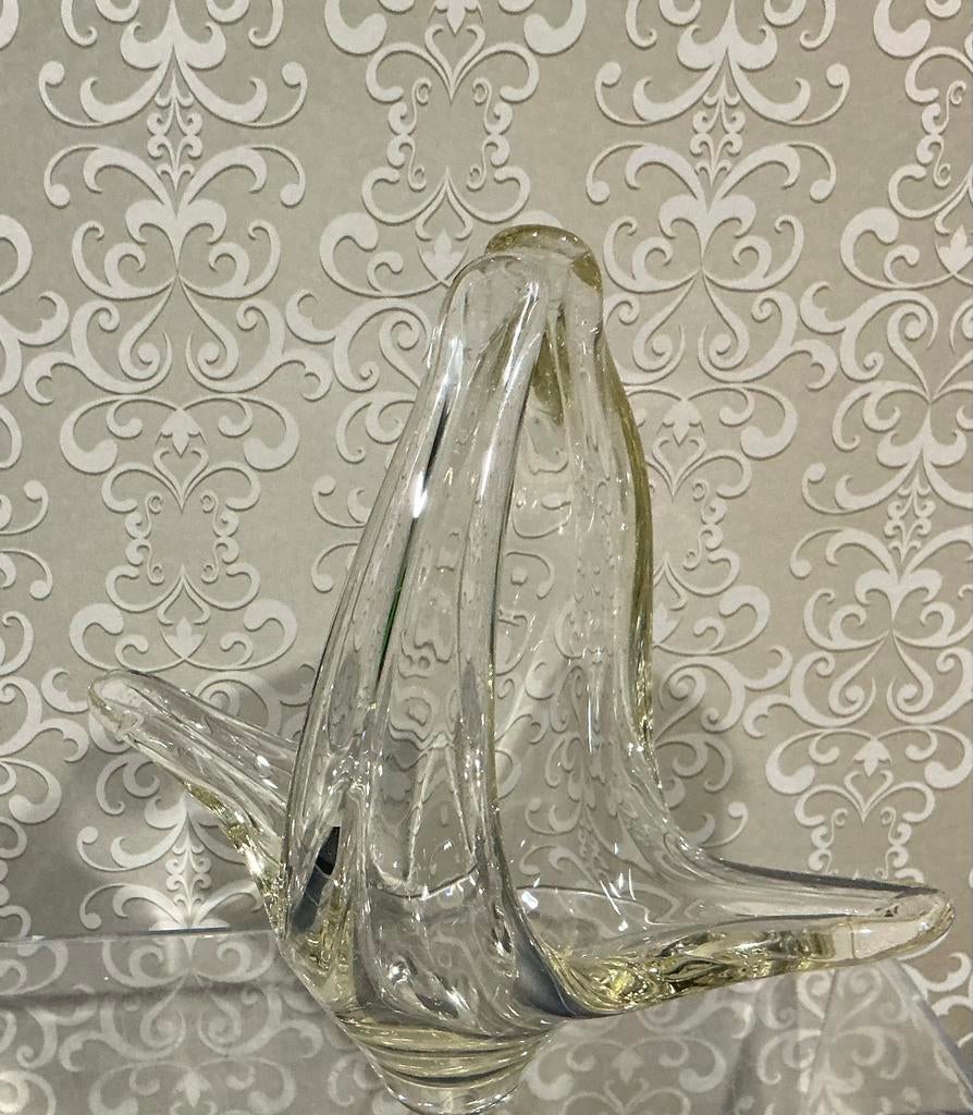 Mondgeblazen glazen mandje/schaal - Vintage, Ophalen of Verzenden
