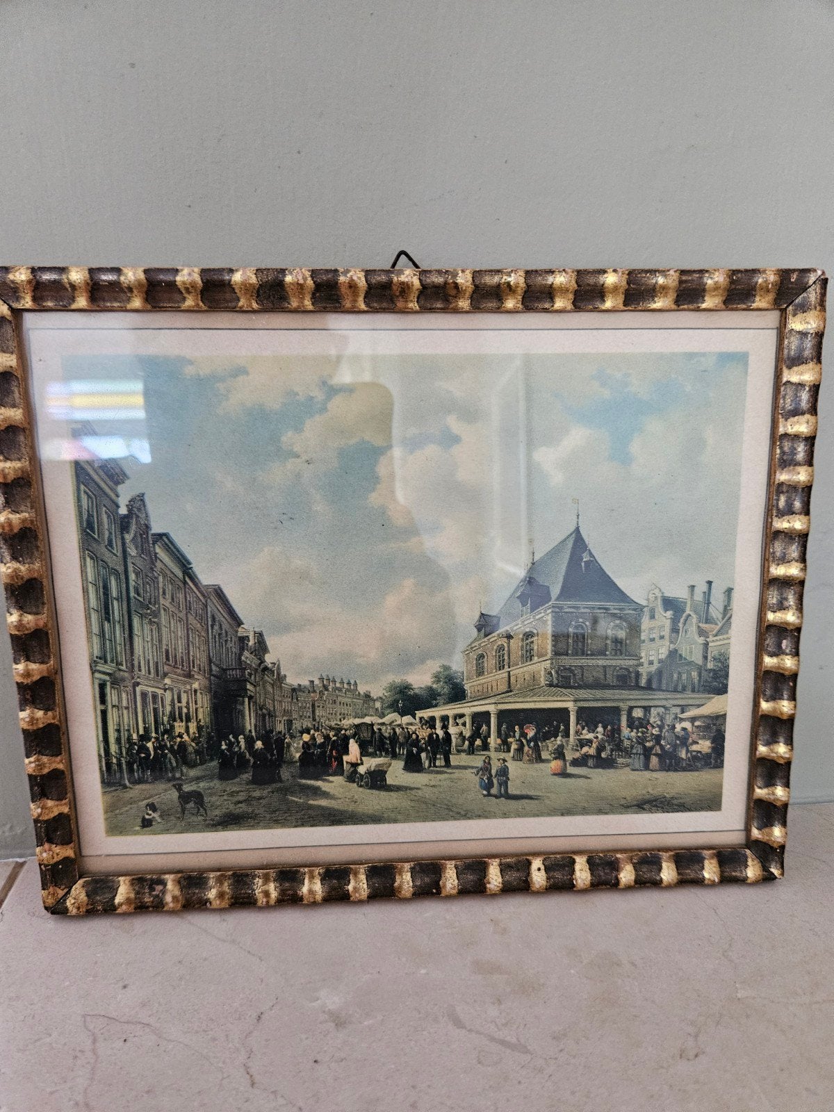 Lithografie De Waag Leeuwarden,  in prachtige lijst, Antiek en Kunst, Ophalen of Verzenden