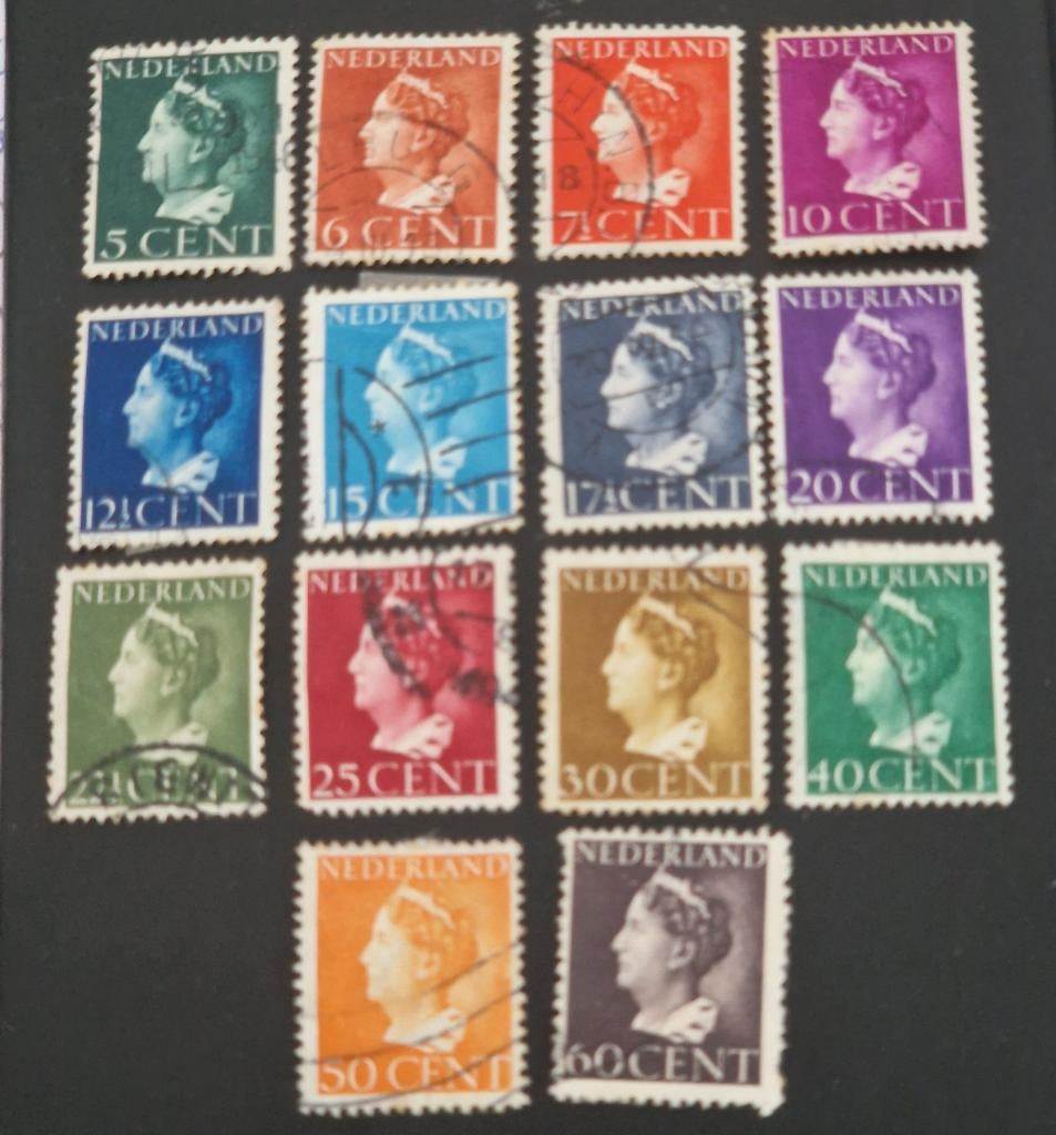 Nederland 1940-1947 - NVPH 332-345 - Koningin Wilhelmina, Postzegels en Munten, Postzegels | Nederland, Verzenden, Na 1940, Gestempeld