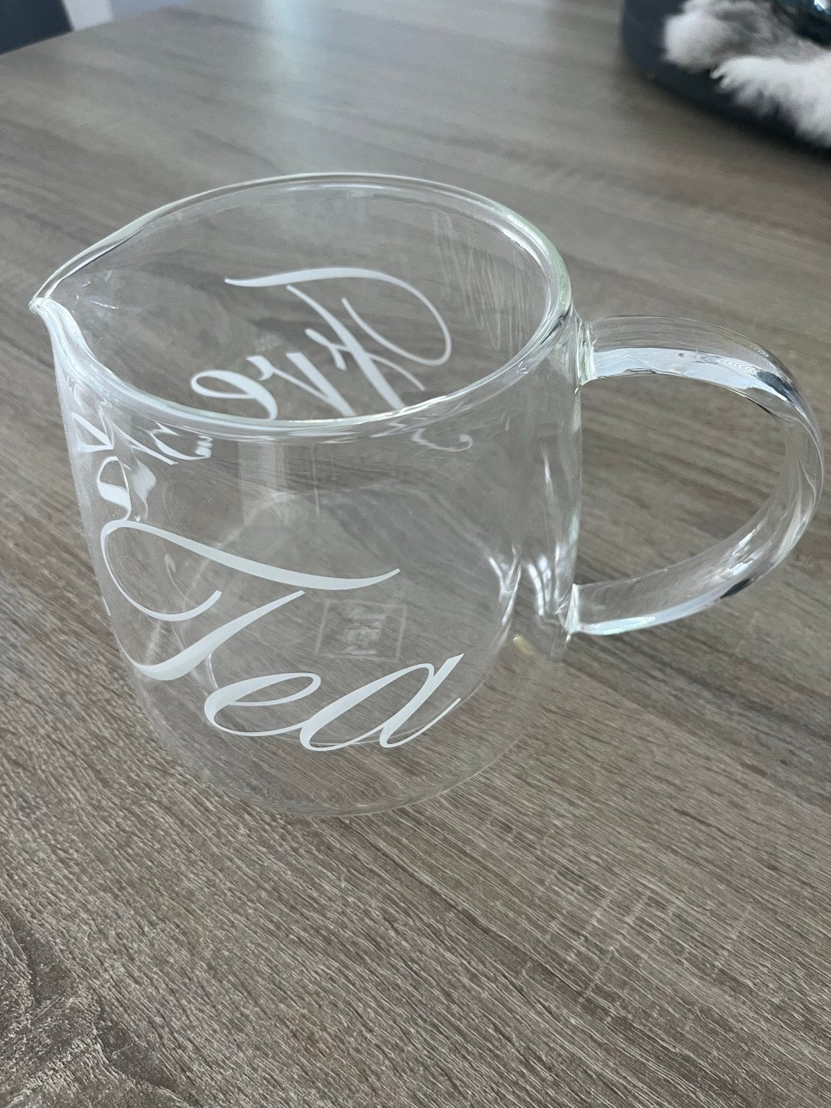 Glazen theepot met opschrift 'Tea' - Deksel kapot, Theepot/fluitketel, Ophalen of Verzenden, Overige merken, Glas