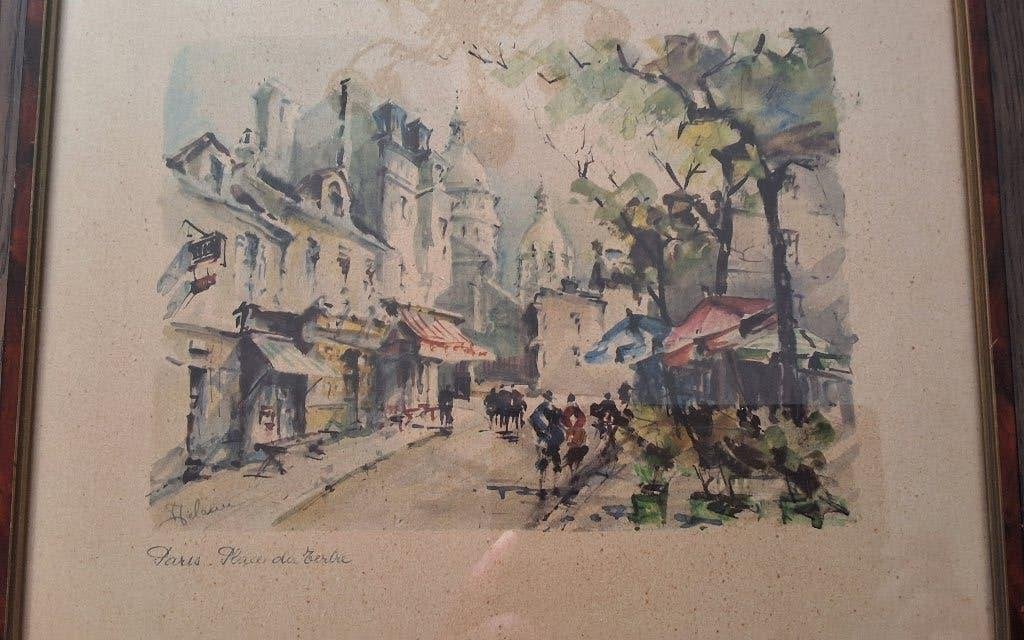 Schilderij Paris, Antiek en Kunst, Kunst | Schilderijen | Klassiek, Overige stijlen, Aquarel, Ingelijst, Ophalen of Verzenden