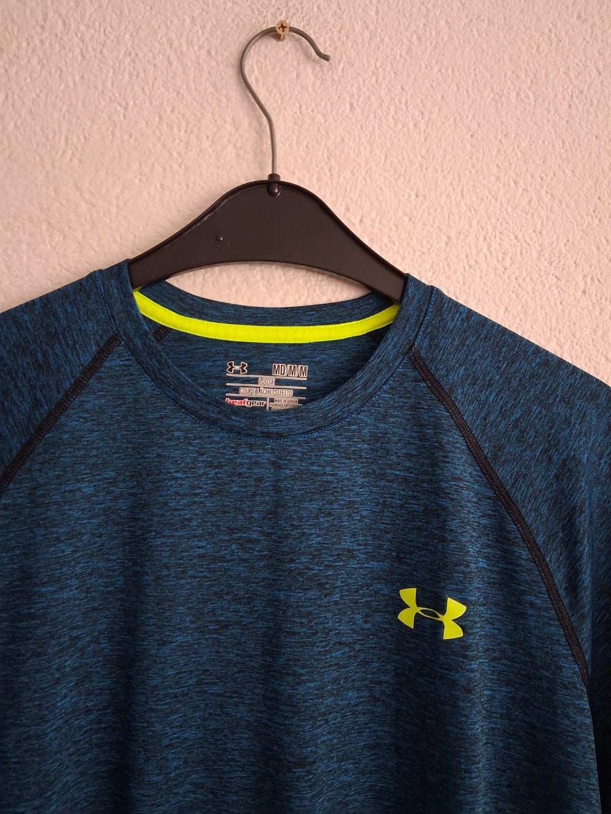 Under Armour HeatGear T-shirt - Blauw/Zwart - Maat M, Kleding | Heren, Fitness, Under Armour, Ophalen of Verzenden, Zo goed als nieuw