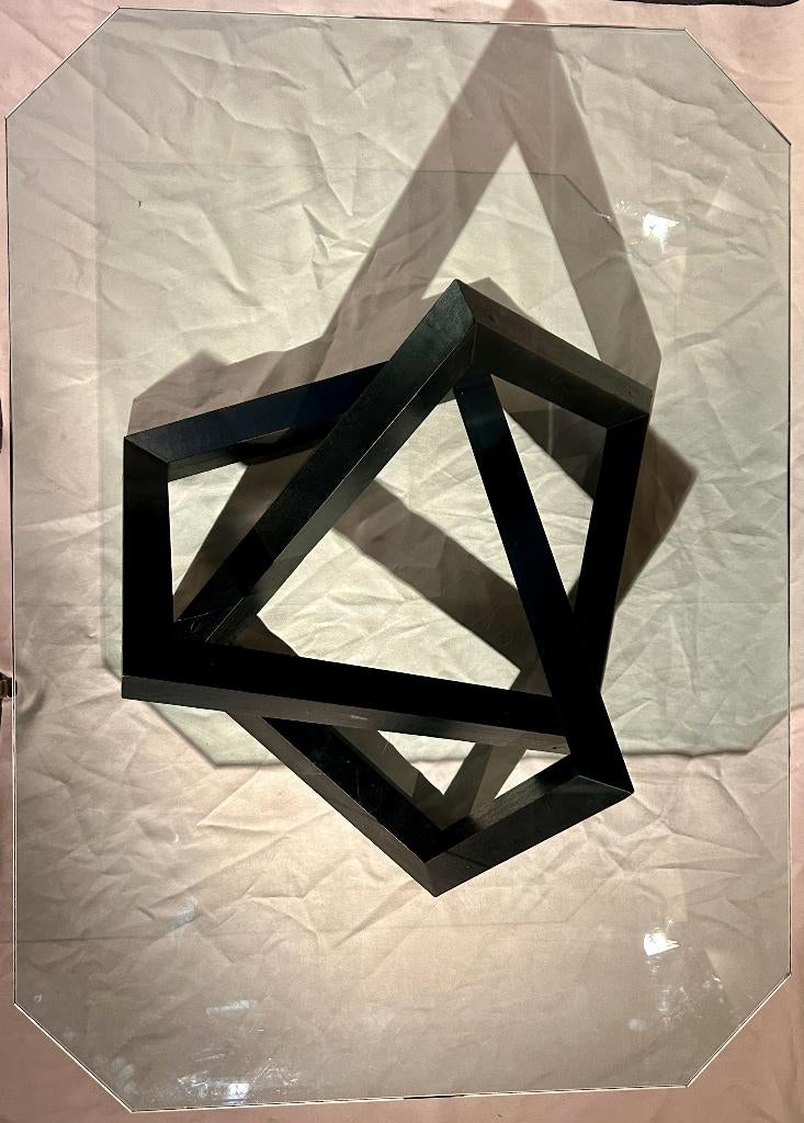 UNIEKE SALONTAFEL - KUNST-OBJECT POPKE BAKKER, Ophalen, 100 tot 150 cm, Glas, 50 tot 100 cm
