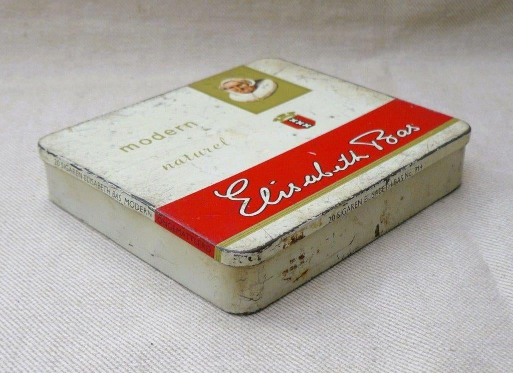 blikje (leeg) Elisabeth Bas Modern naturel 20 sigaren 914., Ophalen of Verzenden, Gebruikt, Tabaksdoos of Verpakking