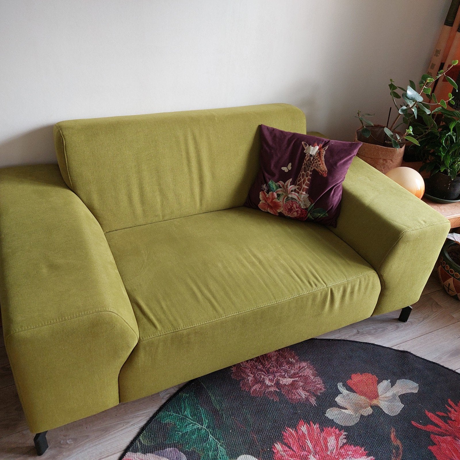 Groene bank (anderhalf zits), Ophalen, Gebruikt, 150 tot 200 cm, Tweepersoons