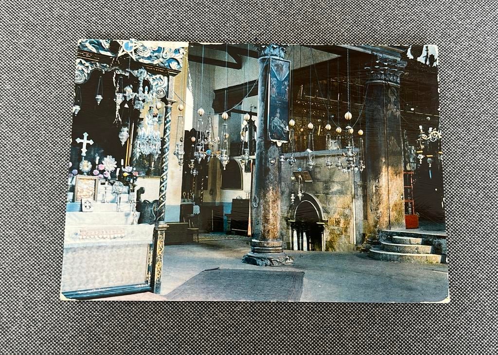 Palestina Bethleem interieur grot Nativita, Ophalen of Verzenden, 1960 tot 1980, Gelopen, Buiten Europa