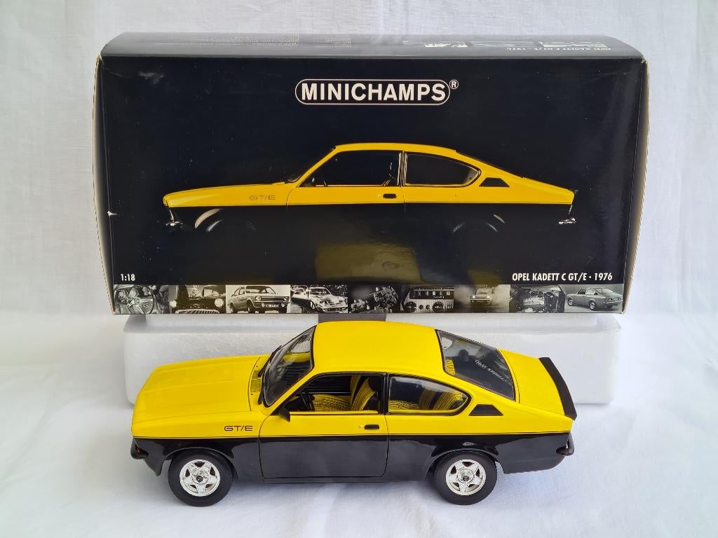 Opel Kadett C GT/E 1976 Geel / Zwart Minichamps 1:18, Ophalen of Verzenden, Zo goed als nieuw, Auto, MiniChamps