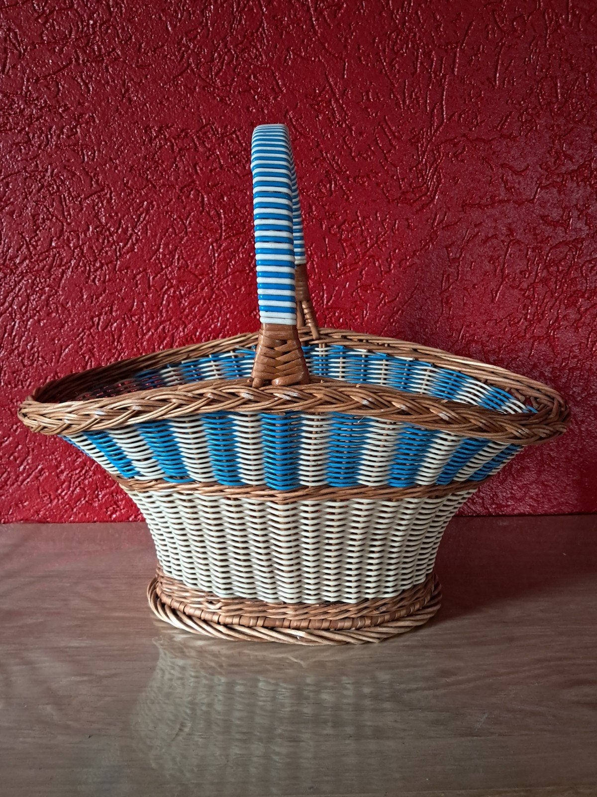 Unieke vintage handgeweven rieten mand, Antiek en Kunst, Curiosa en Brocante, Ophalen of Verzenden
