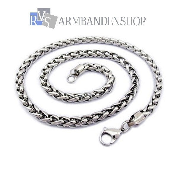 rvs gevlochten ketting stalen sieraad heren of dames sieraad, Verzenden, Nieuw, Zilver, Overige materialen