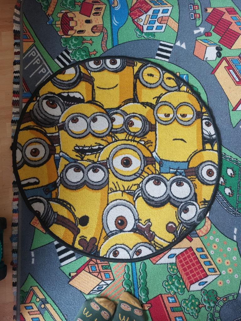 Minions Vloerkleed - Rond Speelkleed voor Kinderkamer, Gebruikt, 50 tot 100 cm, Blauw, Rond