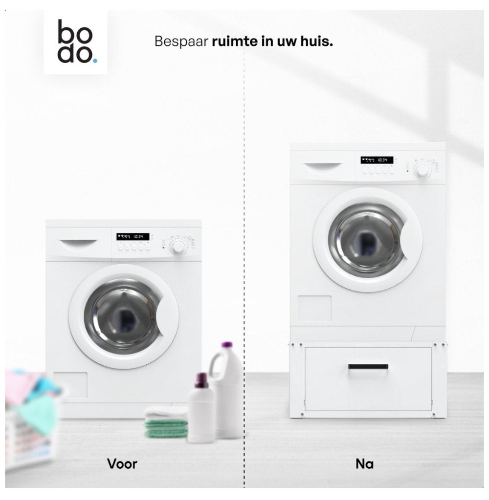 Bodo Wasmachine Verhoger /Ombouw met Lade - Wit - 63x54x31cm, Ophalen, Zo goed als nieuw