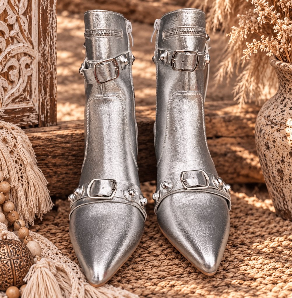 Zilveren Metallic Enkellaarsjes mt 38, Overige kleuren, Lage of Enkellaarzen, Nieuw, Ophalen of Verzenden