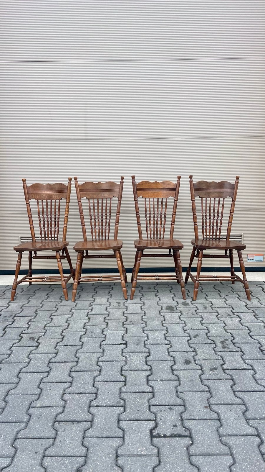 Set van 4 Vintage Houten Eetkamerstoelen, Antiek en Kunst, Ophalen