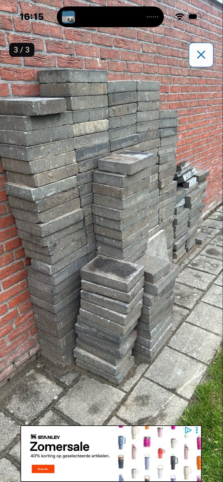 Gratis straatwerk - 10 m² betontegels, Tuin en Terras, Ophalen, Gebruikt, 10 m² of meer, Beton