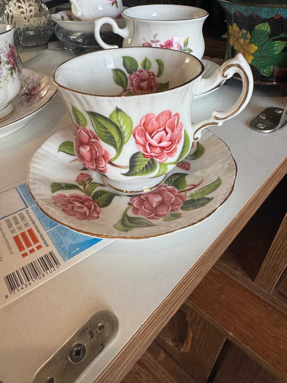 Prachtige Paragon Camelia theekop en schotel, Antiek en Kunst, Ophalen