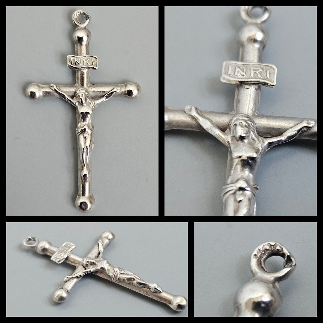 Zilver,  zilveren kruishanger met Corpus christi., Sieraden, Tassen en Uiterlijk, Antieke sieraden, Ophalen of Verzenden, Zilver