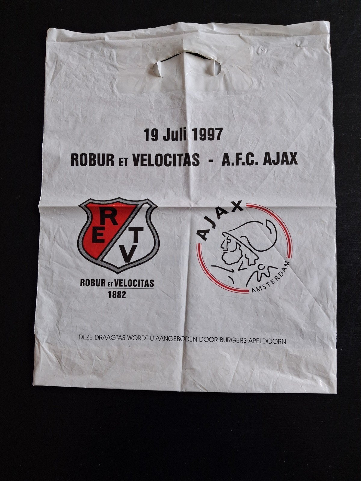 Plastic tas Robur et Velocitas - Ajax 1997 - Ajax 19-07-1997, Verzamelen, Ophalen of Verzenden, Gebruikt, Ajax, Overige typen