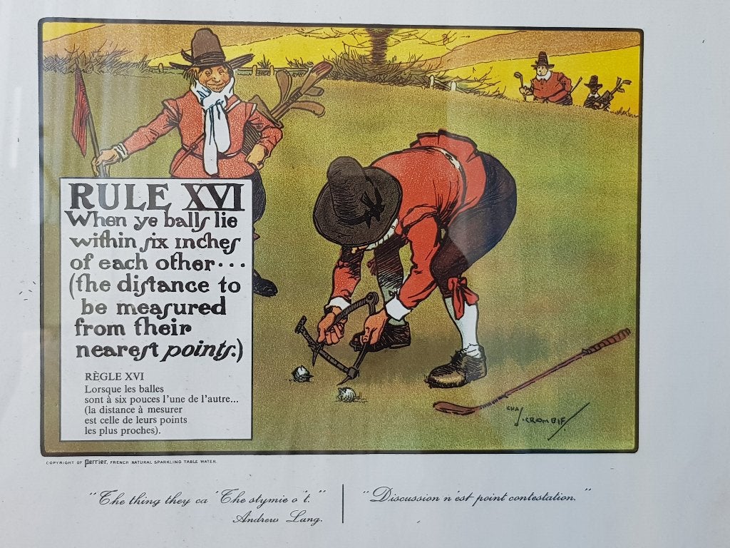 Mooie oude Engelse ingelijste Perrier litho met golfspelers., Antiek en Kunst, Kunst | Litho's en Zeefdrukken, Ingelijst, Ophalen of Verzenden