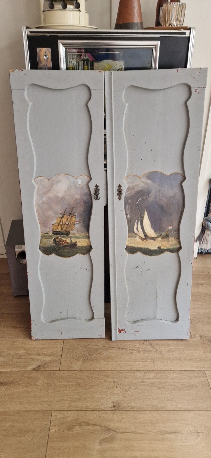 Antieke kastdeurtjes met maritieme schilderingen, Antiek en Kunst, Ophalen of Verzenden