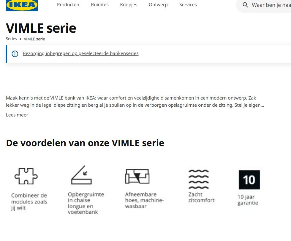IKEA VIMLE 2-zitsbank + poef met opbergruimte - Amsterdam, 75 tot 100 cm, Ophalen of Verzenden, Zo goed als nieuw, Rechte bank