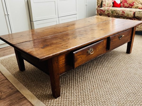 Antieke Franse eiken salontafel met laden – ca. 1900, Ophalen