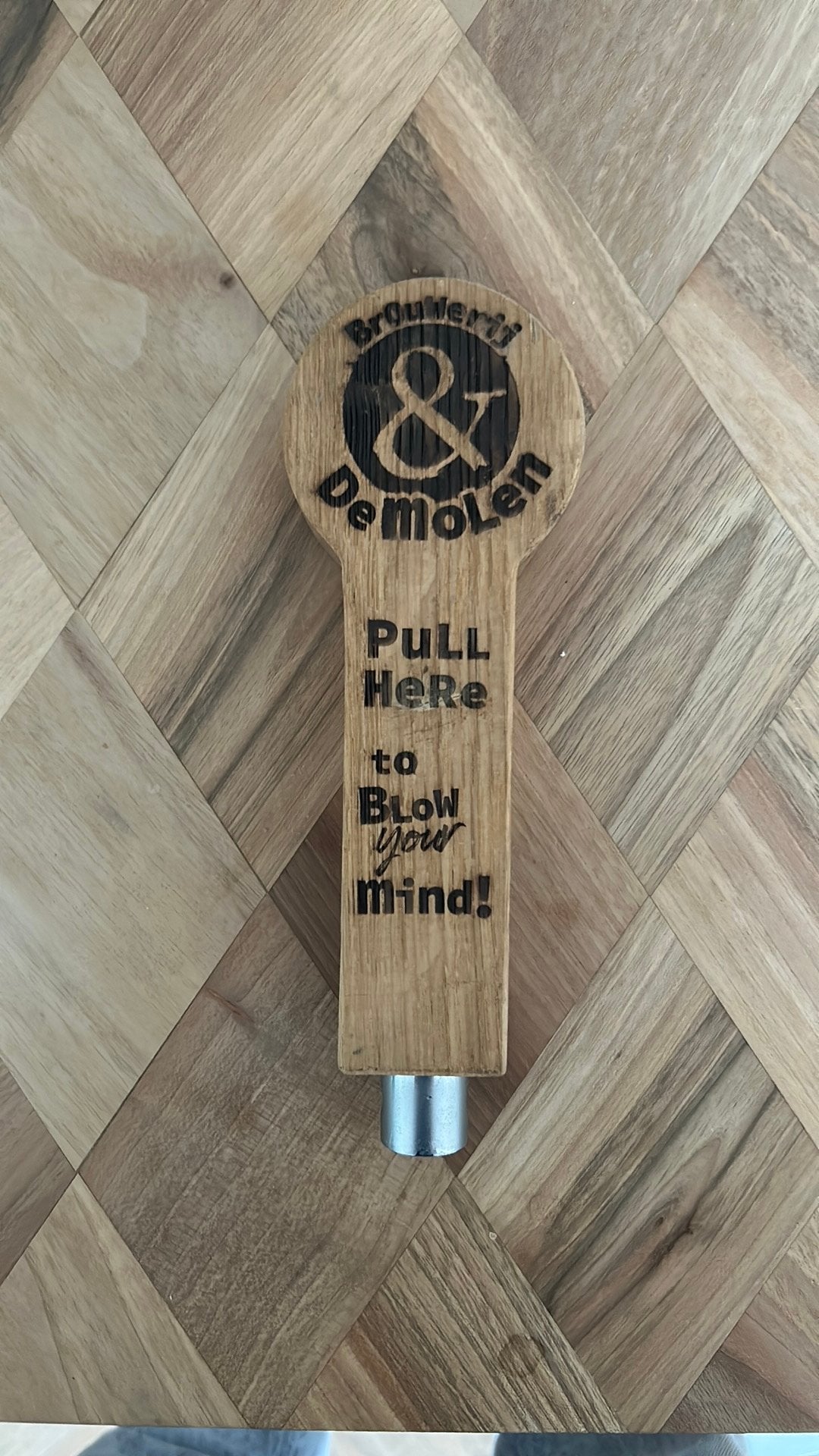 Houten taphendel, hendel voor biertap, brouwerij de Molen, Ophalen of Verzenden, Zo goed als nieuw, Overige merken