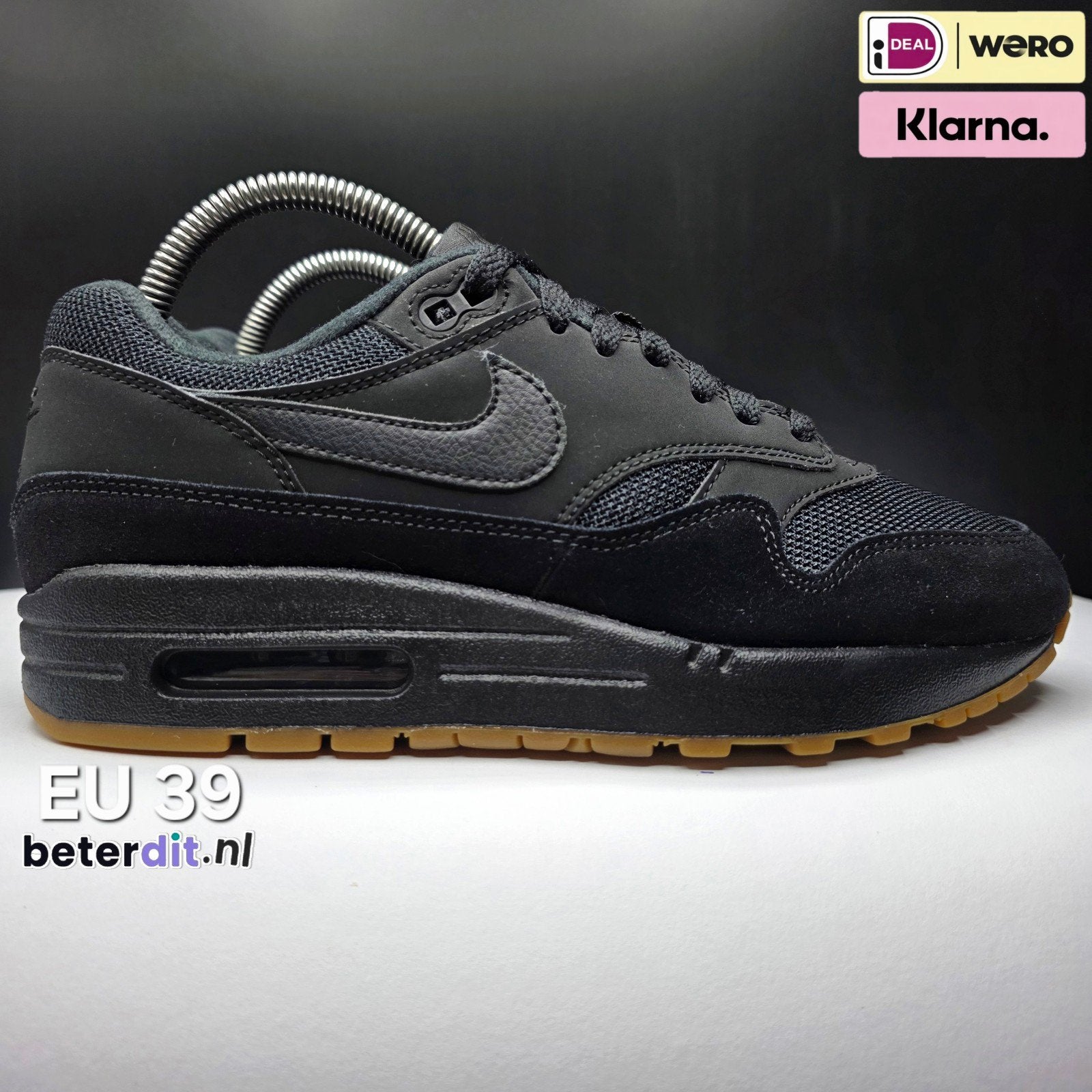 Nike Air Max 1 'Black Gum' Maat: 39, Zwart, Ophalen of Verzenden, Nike, Nike