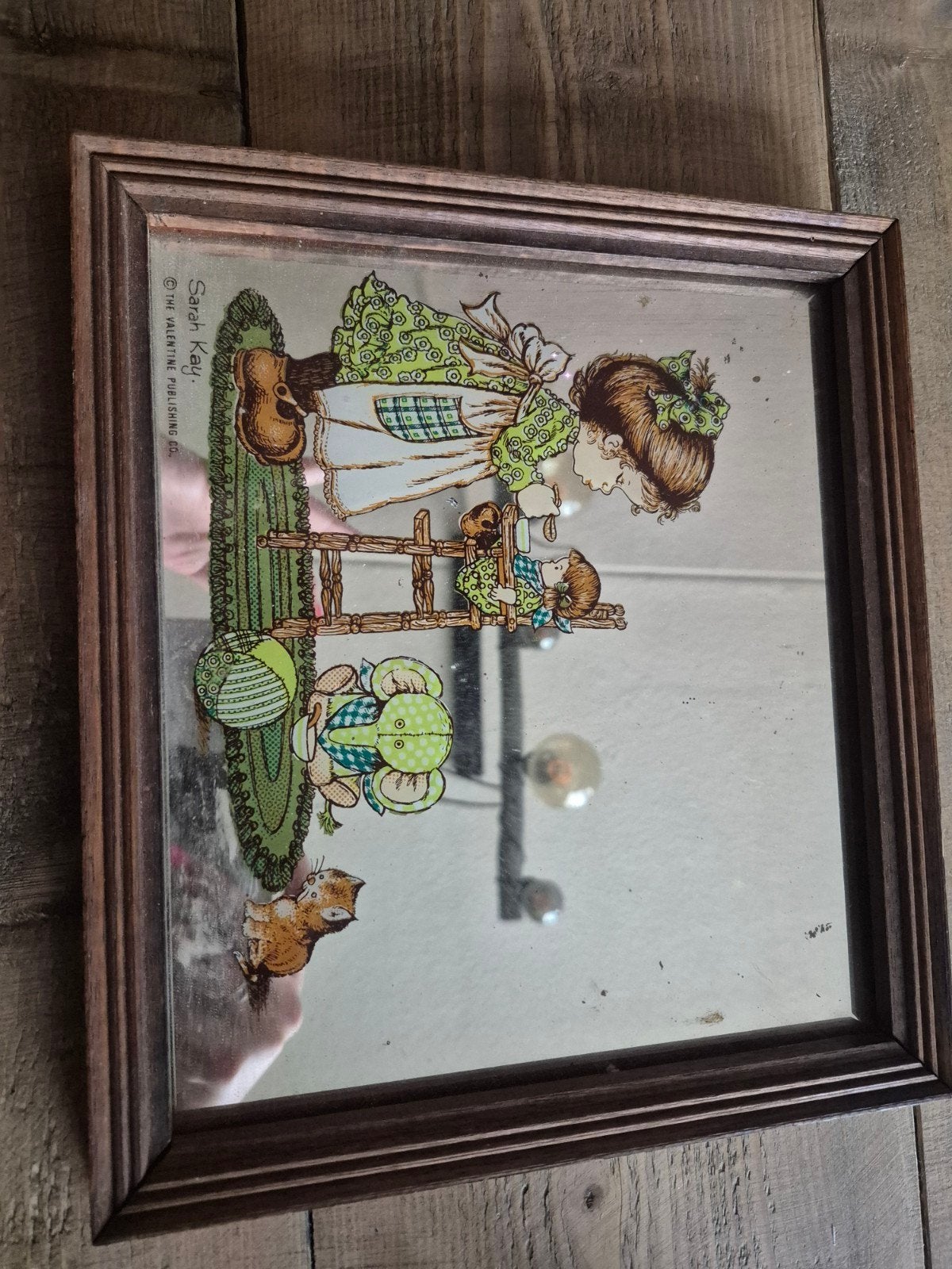 Vintage Sarah Kay Spiegel met Houten Lijst, Ophalen of Verzenden