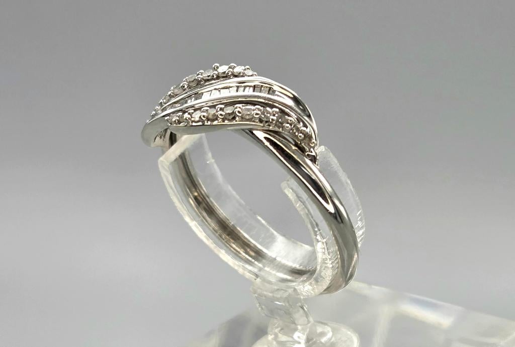 Gouden Vintage design ring diamanten Ca: 0.30. ct. 2026/296., ., Ophalen of Verzenden, Zo goed als nieuw, Met edelsteen