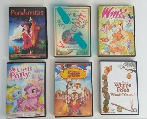5 stuks kinder DVD _ Little Pony, Winnie de Poeh, Pocahotas, Cd's en Dvd's, Dvd's | Tekenfilms en Animatie, Europees, Tekenfilm