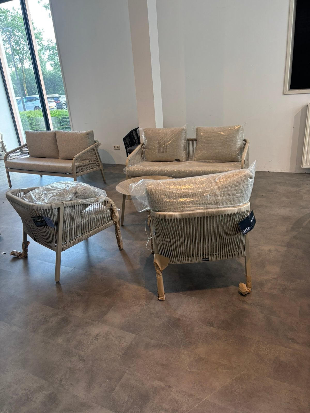Nieuwe loungeset: 2-zitsbank, 3-zitsbank en 2 fauteuils, Huis en Inrichting, Banken | Bankstellen, Ophalen, 75 tot 100 cm, Zo goed als nieuw