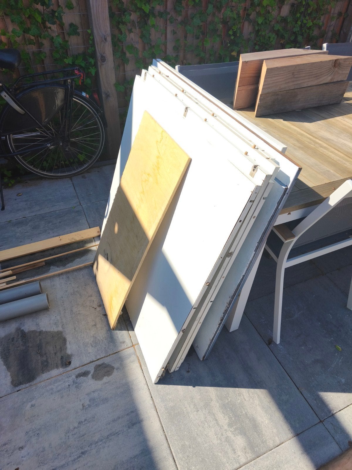 Houten schotten / rest hout / pvc buis, Doe-het-zelf en Verbouw, Platen en Panelen, Ophalen