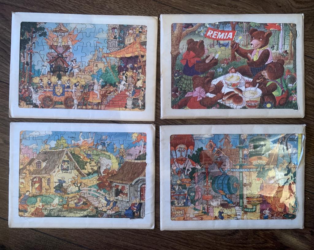 4 Vintage Remia Puzzeltjes - Goud Margarine puzzel jaren 70, Verzamelen, Ophalen of Verzenden, Zo goed als nieuw