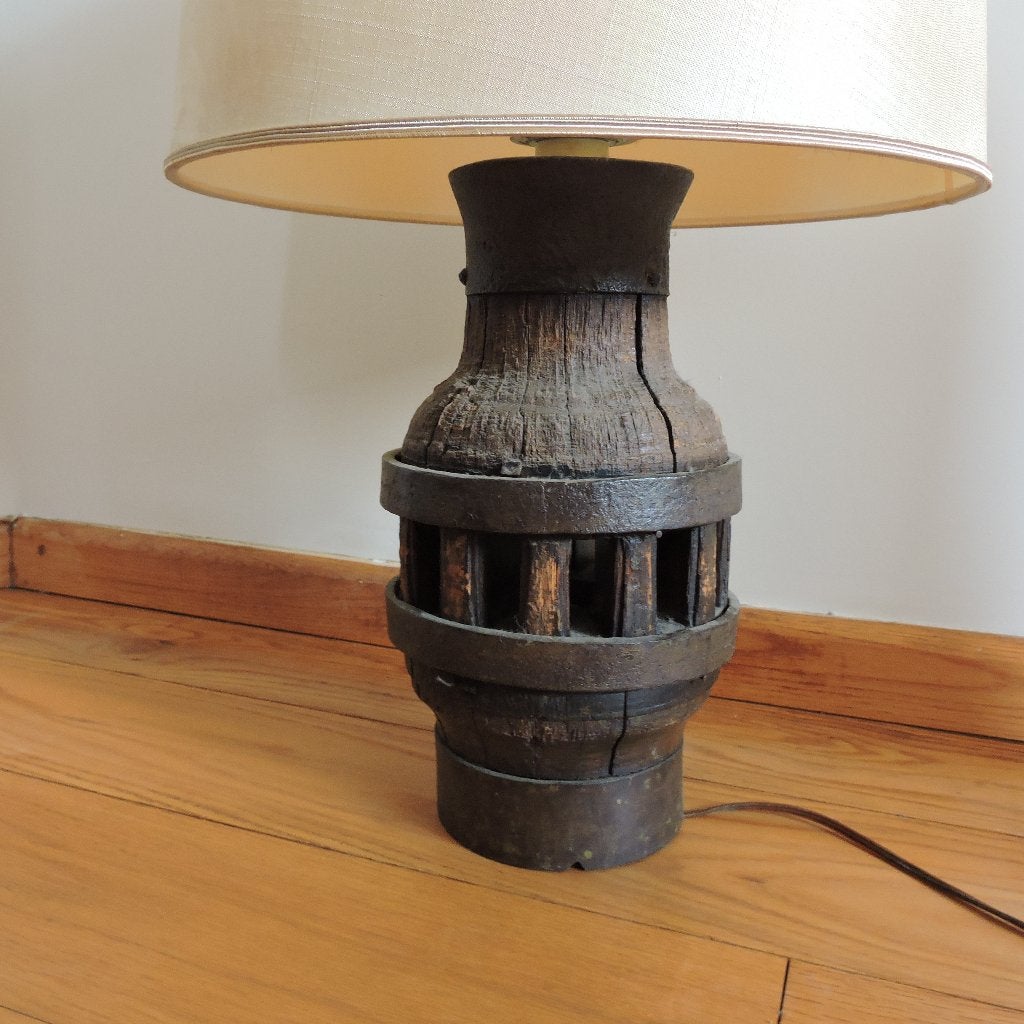 Karrewiel lampenvoet lamp wagenwiel as, Ophalen of Verzenden