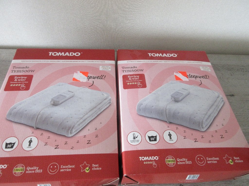 2 Nieuwe Tomado Electrische Onderdekens nog in de verpakking, Eenpersoons, Wit, Overige typen, Nieuw
