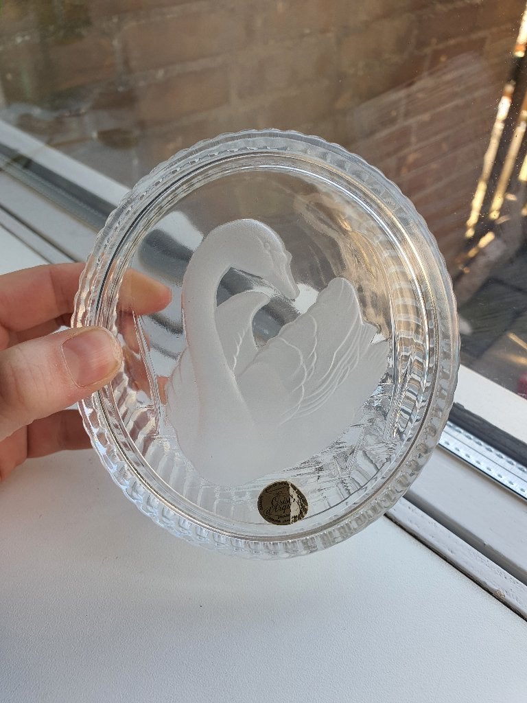 Cristal d’Arques kristallen doosje met zwaan – vintage, Antiek en Kunst, Ophalen of Verzenden