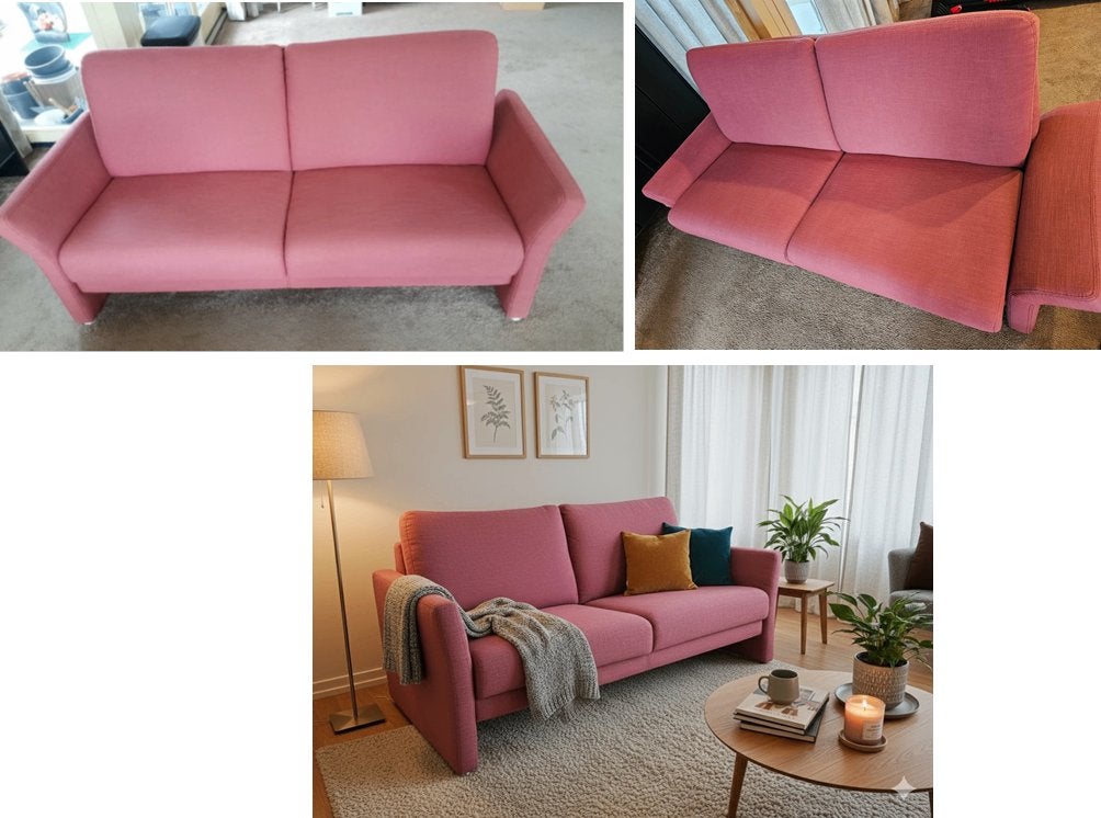 2-seater sofa in light red fabric, Ophalen, Minder dan 75 cm, 150 tot 200 cm, Tweepersoons